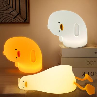 Silicone Duck Night Lights For Childrenwith Timer Silicone Lamp USB Charging Patting Lamp Bedside Room Decor Kid Gift Nightlight
