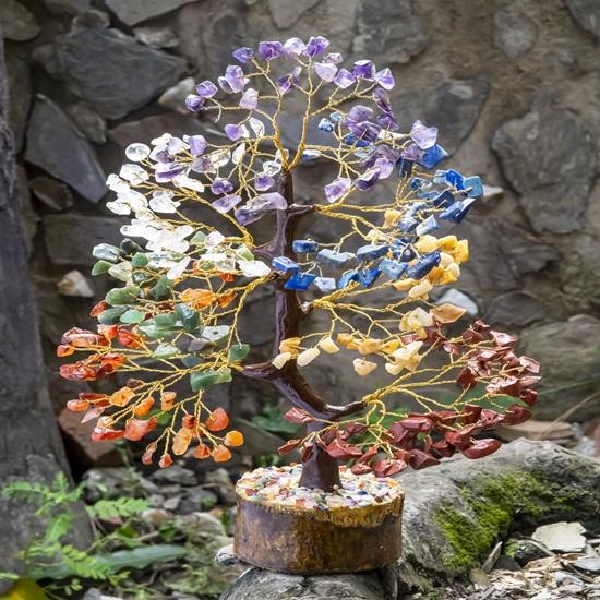 Heilender Edelstein-Kristall-Bonsai mit sieben Chakren, Glücks- und Geldbaum für Glück, Reichtum und Wohlstand, Dekoration für Zuhause, Büro und Küche, ideales Geschenk, 300 Perlen