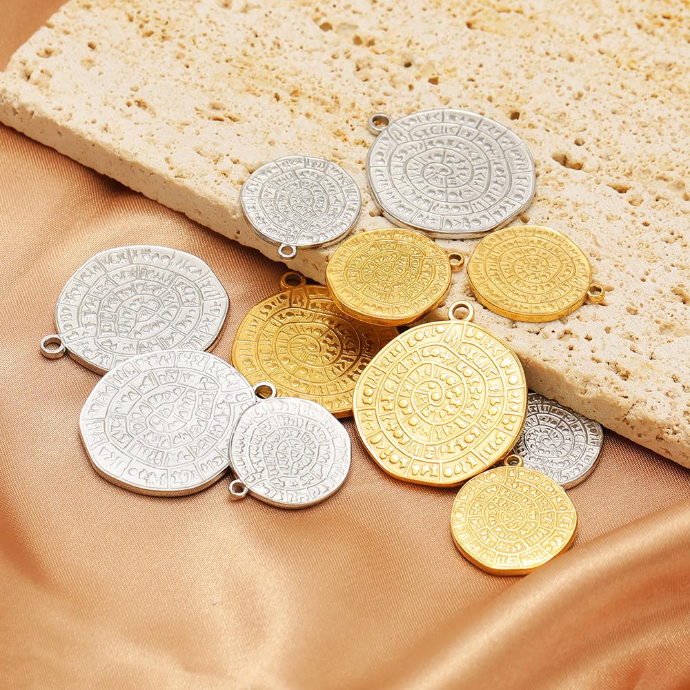 5pcs Stainless Steel Religion Ancient Scriptures Charms Tag for DIY Earrings Findings Necklace Component Jewelry Making Supplies