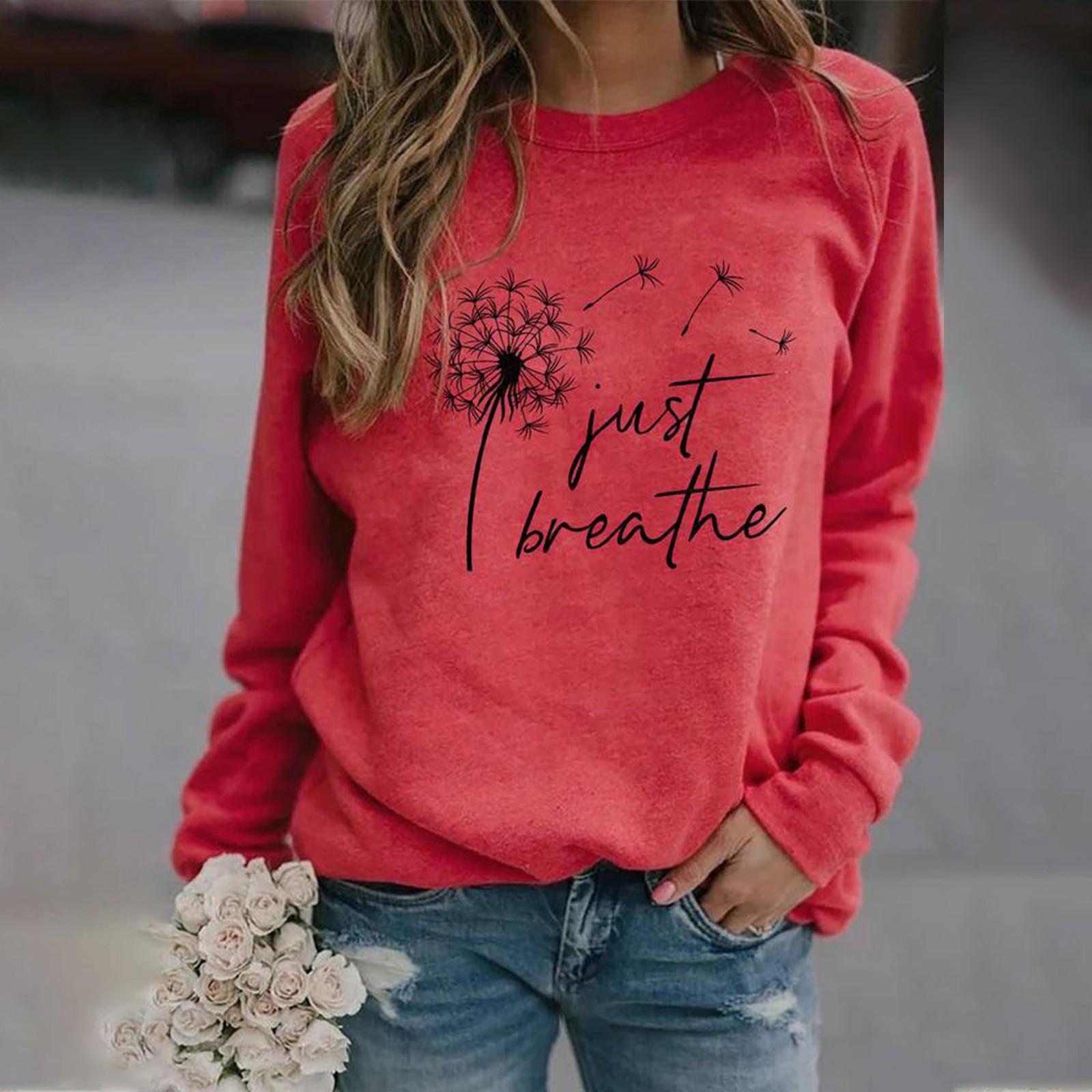 

Женские толстовки с длинными рукавами и принтом XL красный