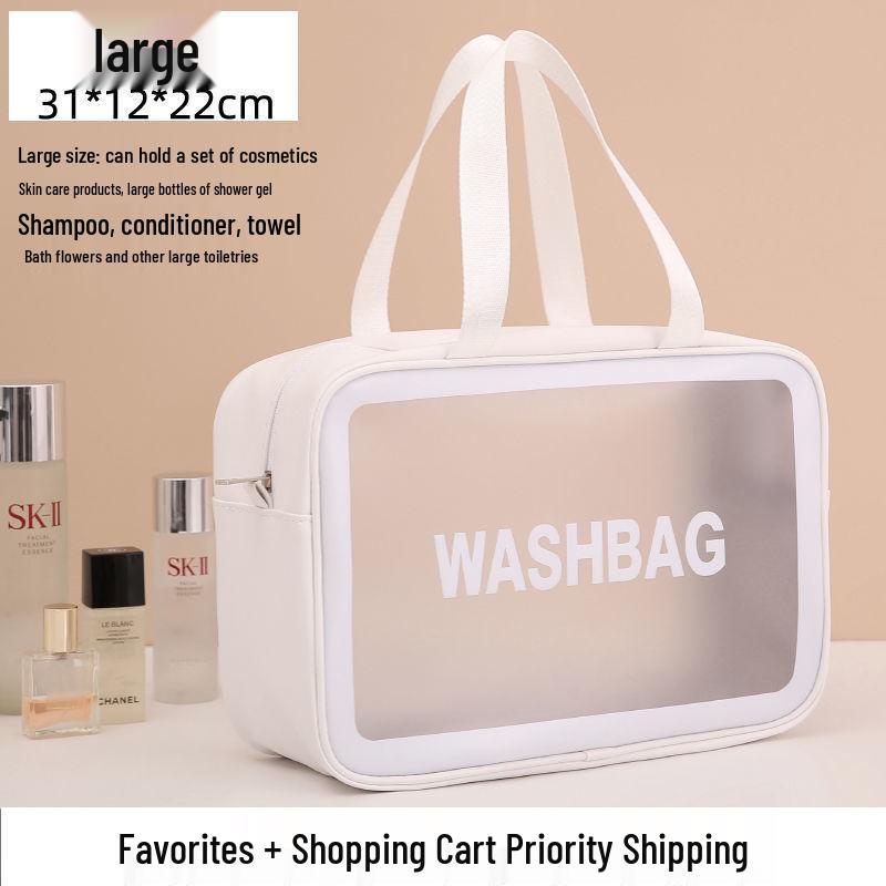 Waterproof Portable Makeup Organizer - Large Capacity PU Clear Toiletry Travel Bag