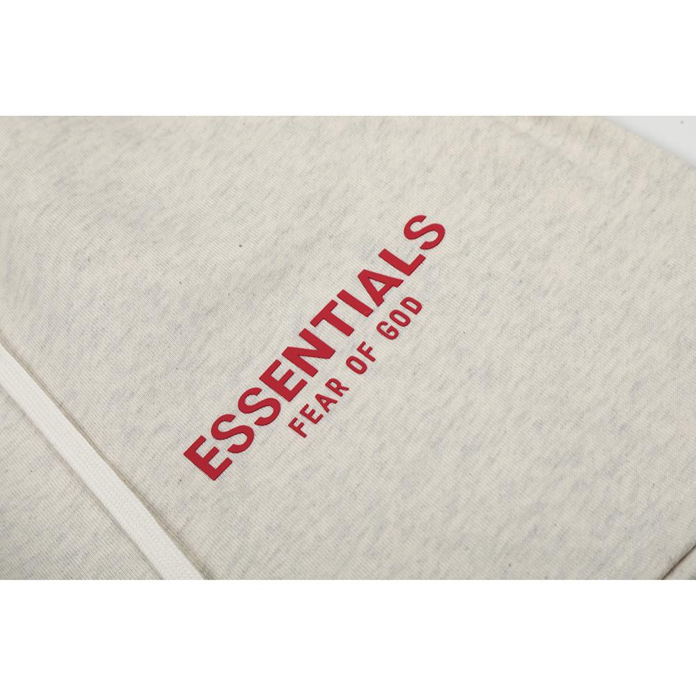 Fear of God Essentials Roter Buchstabenaufdruck Schweißshorts Unisex Locker Baumwolle Kordelzug Elastische Taille Lässige Sportshorts