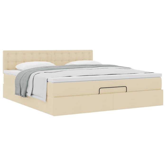 Cadre de lit avec matelas - Maison Exclusive - 180x200 cm - Tissu crème - Rangement sous le lit