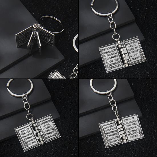 Christian Cross-shaped Keychain Alloy Keychain with Mini Book Pages Faithful Bag Charm Christian Anniversary Gift