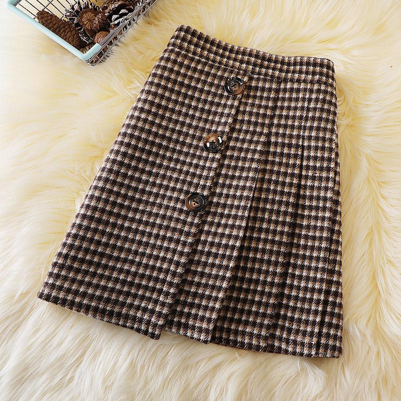 

Женская шерстяная клетчатая юбка А-силуэта - Стильная осень/зима XL