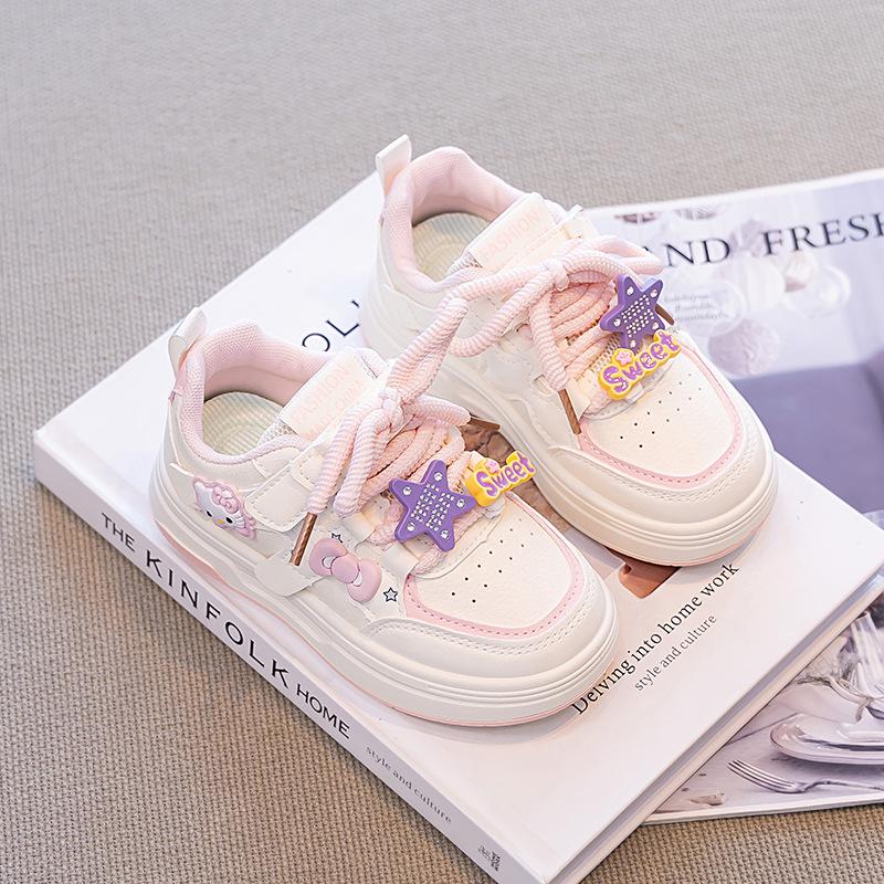 Girls cartoon cute board shoes 2025 autumn new children's sports shoes fashion casual shoes girls white shoes tide