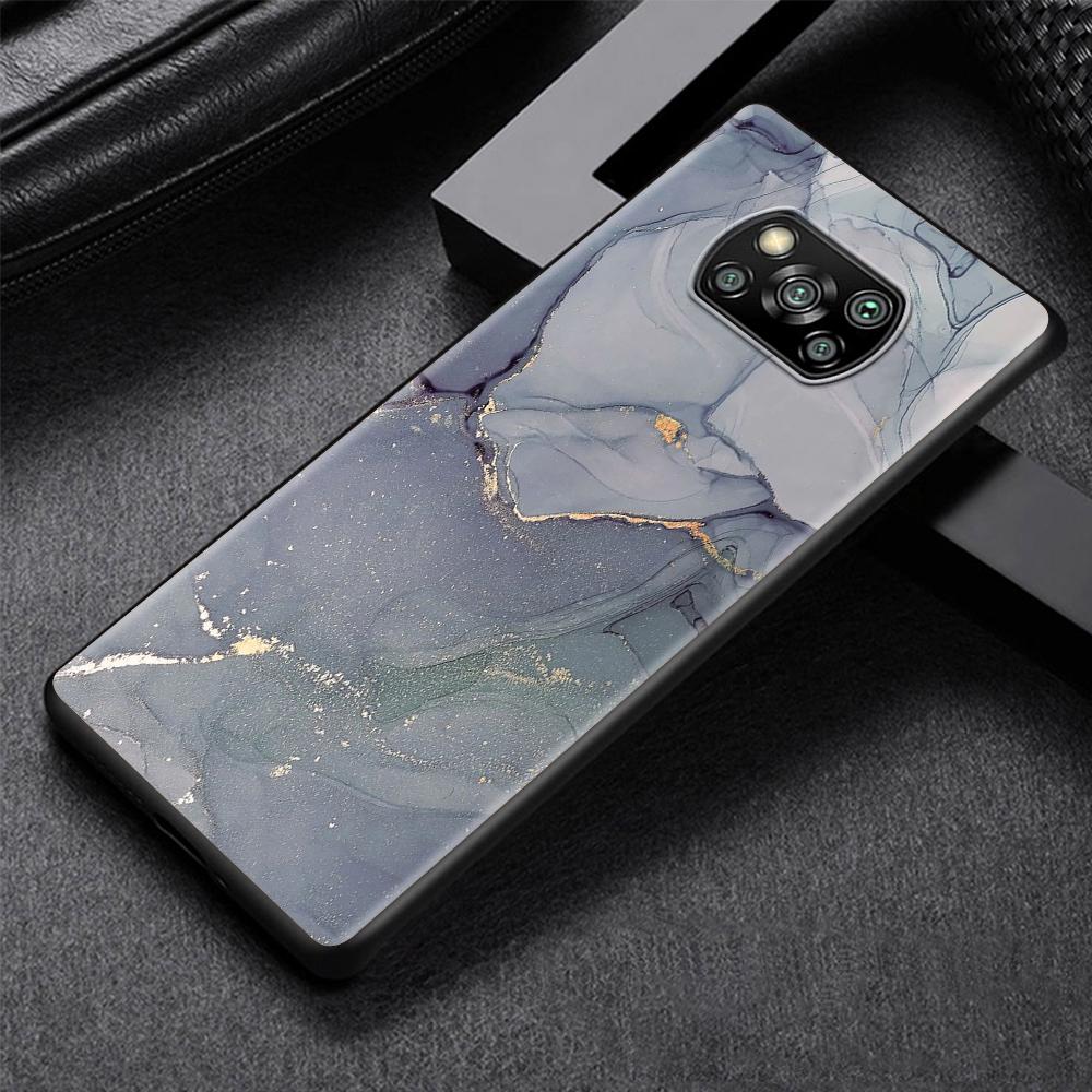Granite Marble Luxury Case for Xiaomi Poco X3 NFC M3 M4 Pocophone F1 F3 Redmi Note 9s 9 8 10 Pro Black Soft Phone Cover Coque