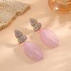 Geometric Layered Drop Earrings With Rhinestone Accents Bold Statement Jewelry Women Blue Green Pink Purple