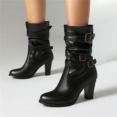 Women's High-heeled Short Boots Autumn and Winter New Style European and American Style Thick Heel Plus Casual Roman Short Boots