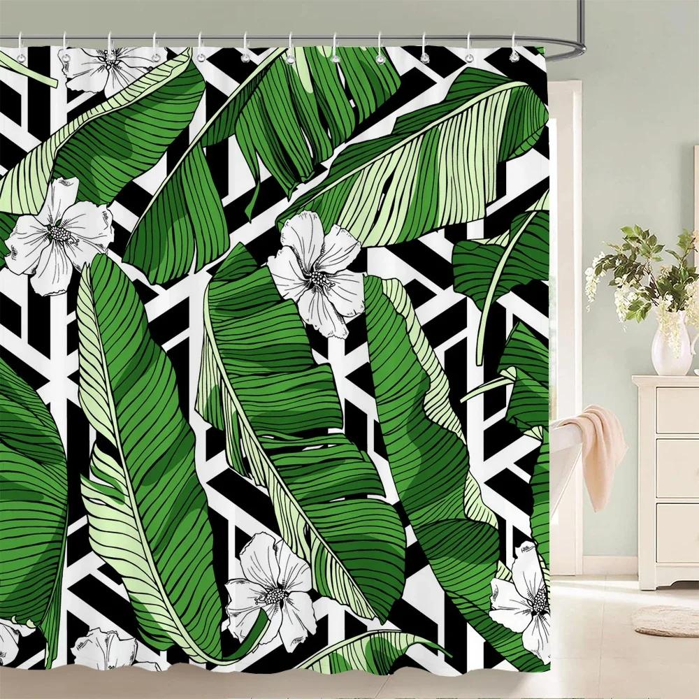 Colorful Beautiful Flowers Bath Curtain Waterproof Fabric Shower Curtains Floral Rose Printing Bathroom Screen Decor With Hooks