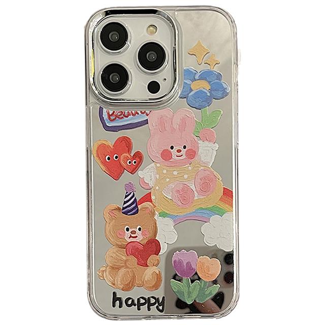 

Милый кролик, мультяшный медведь, забавная буква, макияж, зеркальное покрытие, противоударный чехол для телефона Iphone 14 11 12 13 Pro Max, мягкая задняя крышка For iPhone 13 Pro