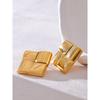 Yhpup High Quality Stainless Steel Metal Square Statement Stud Earrings Waterproof Personalized Texture Charm Jewelry for Women