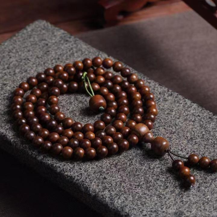 Natural Lightning-Struck Wood Buddha Bracelet, 108 Round Beads, 6-12mm Unisex Multi-Strand or Single-Strand