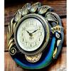 Handcrafted Peacock Wooden Non-Ticking Analog Clock With Hand-Painted Art Work(Multicolour,Small 10X10 Inches