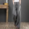 Pantalon ample en coton et lin pour femme, taille haute, coupe droite, printemps et été