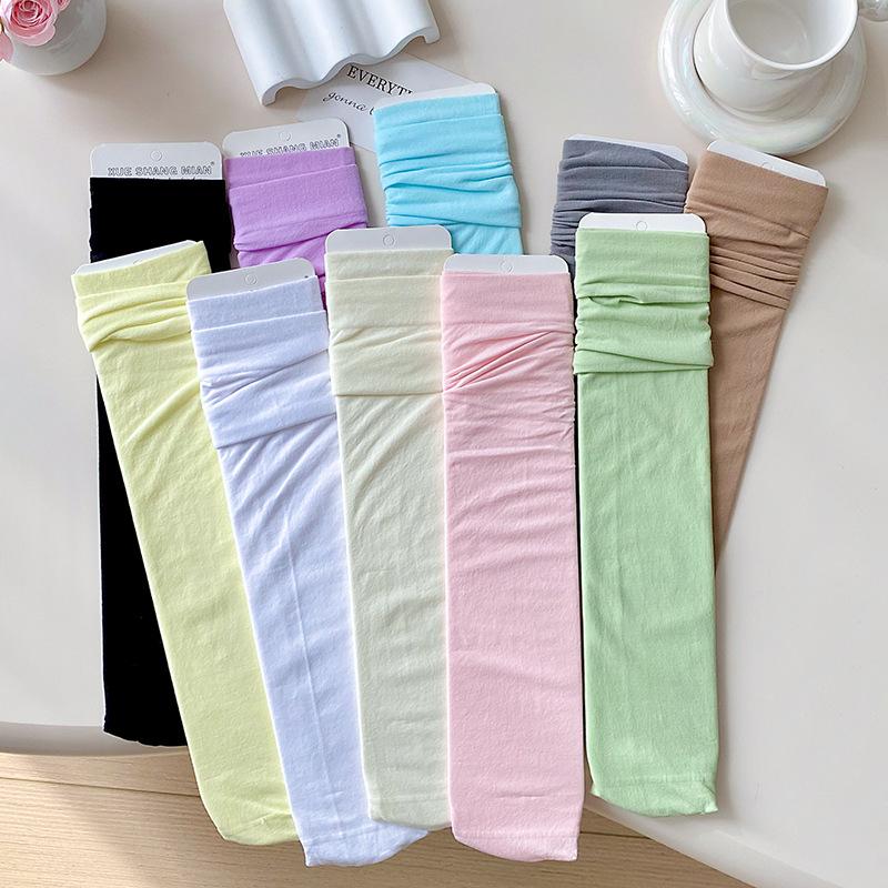 Thin Jk Lolita Style Dopamine Color Socks Summer Knee-length Calf Socks for Women Long Japanese Stockings for Students