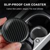 Car 5D Carbon Fiber High Brightness Print Coaster, PVC Rubber Anti-slip Pad Car Cup Holder Mat, For Car Interior Decoration