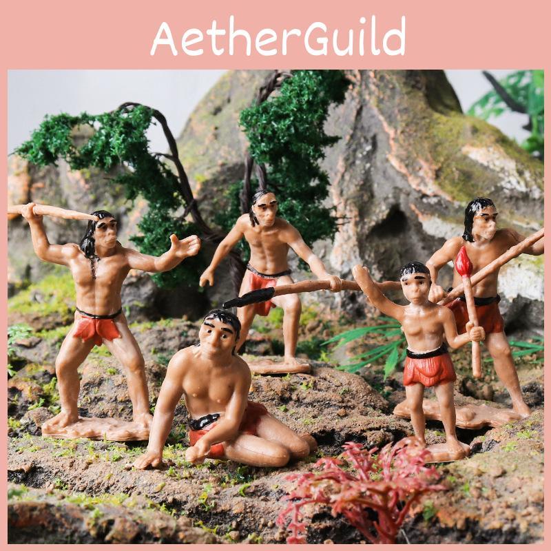 Realistic Brown Primitive Figurine Set For Kids Educational Play And Display Model