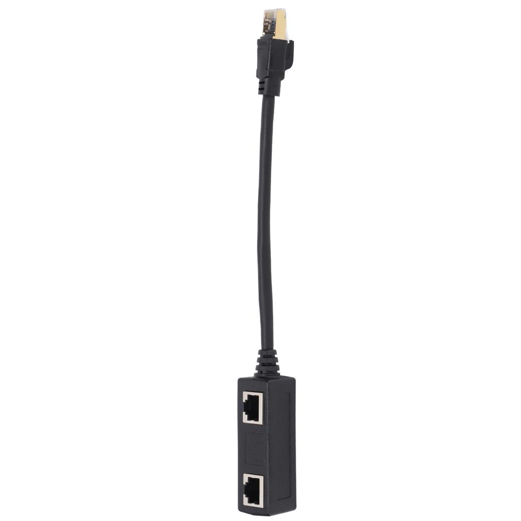 Ethernet Splitter Practical Stable Reliable Durable Black CAT8 Network Cable Adapter for Home Office