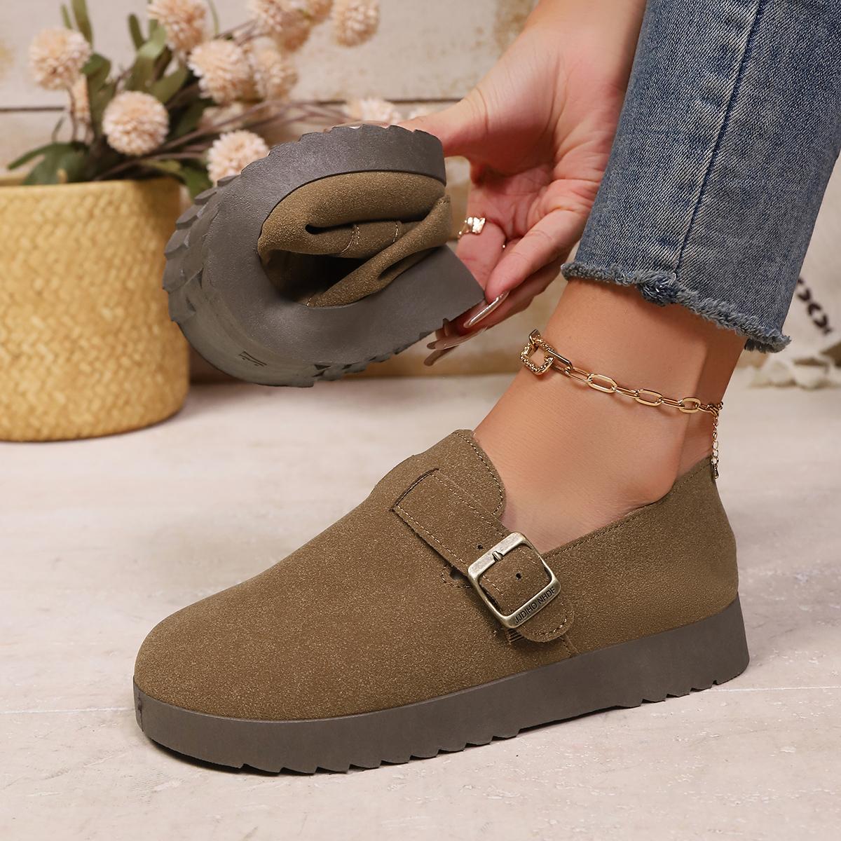 

Women Sneakers Spring/Autumn Fashion Buckle Single Women Shoes Solid Color Casual Comfortable Loafers Outdoor Sneakers Women 36 коричневый