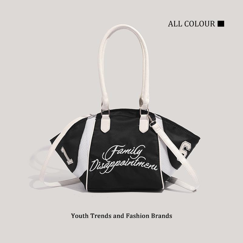 

Commuter large-capacity bag women s new casual versatile nylon cloth shoulder messenger bag portable чёрный