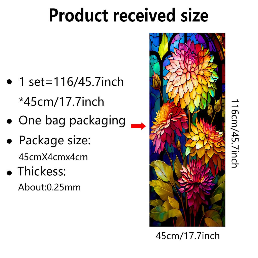Europeisk Retro Stil Vindusfilm PVC Elektrostatisk Glassklistremerker Farget Vindusfilm Statisk Heftende Frostet Glassfilm