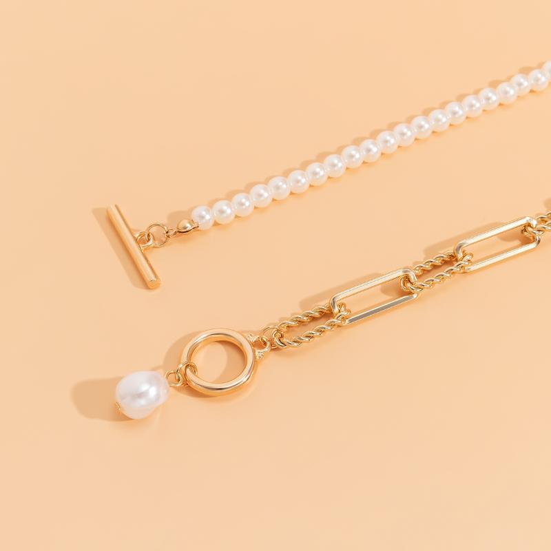 Vintage Gold Color Multiple Styles Imitation Pearl Necklace For Women Boho Trendy Multi-Layer Crystal Pendant Necklaces Jewelry