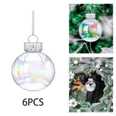 Clear Iridescent Christmas Balls Ball Hanging Ornaments Fillable for