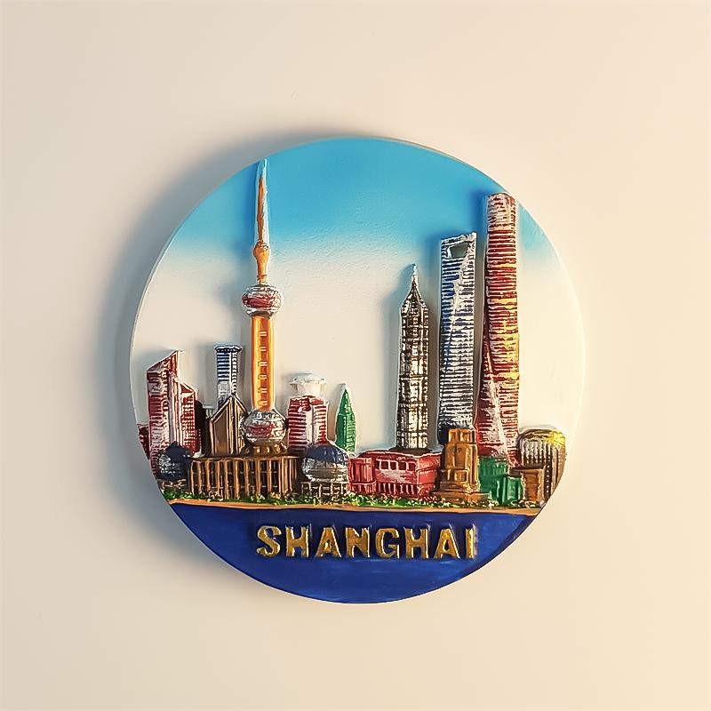 

China Shanghai Pudong 3D Stereoscopic Tourism souvenirs Resin painting Decoration home Refrigerator magnets
