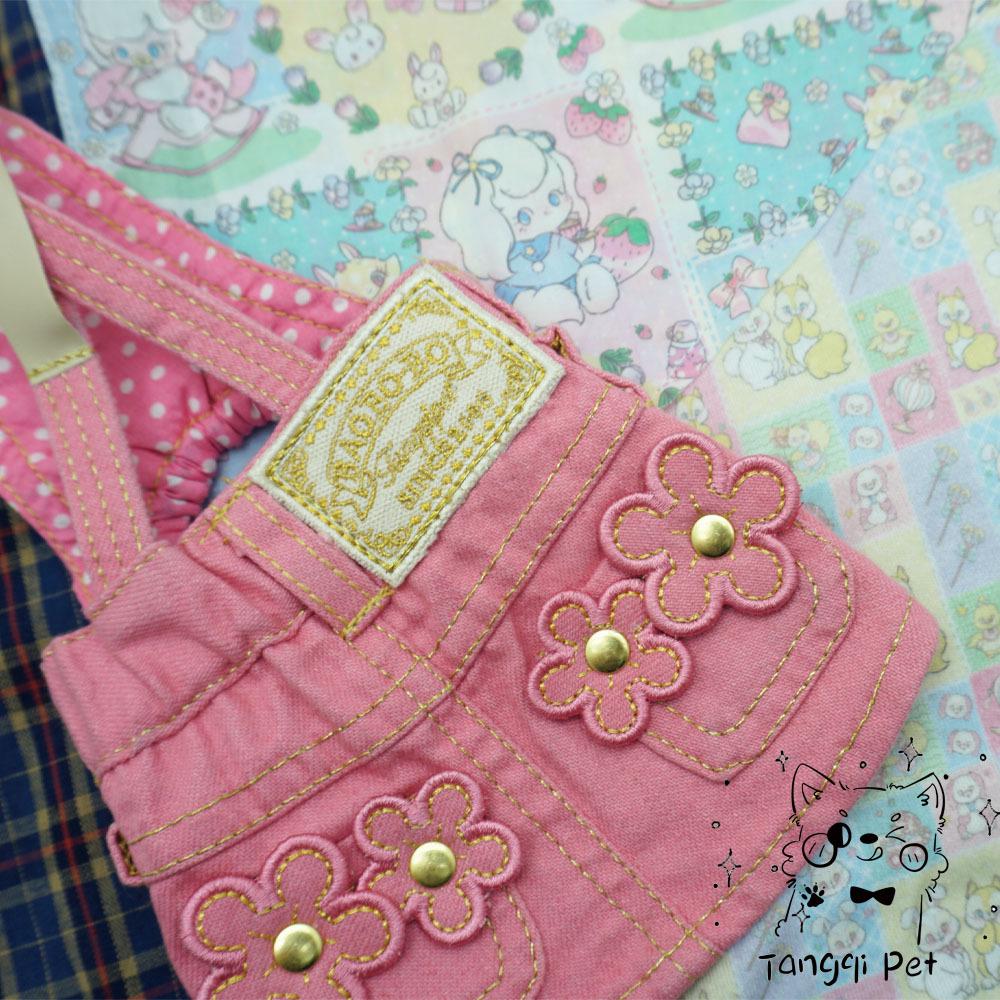 

Spring/Summer Pet Japanese Cute Small Flower Suspender Denim Dress 3XS розовый