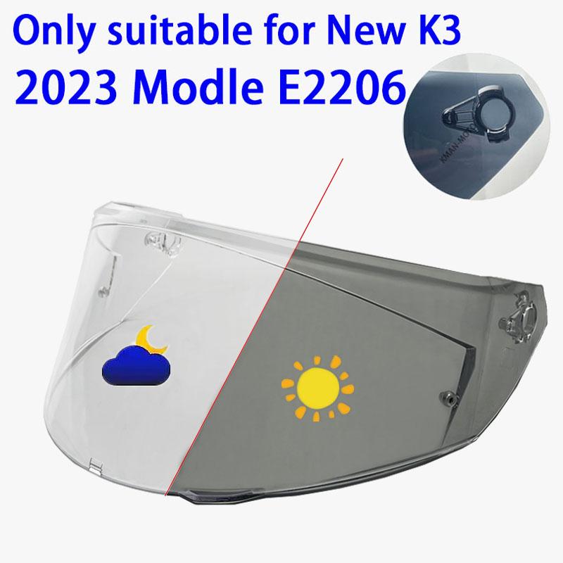 K3 Visor for Photochromic AGV K3 Helmet Shield(E2206 2026Moled) Helmet Face Shield Windshield Accessories