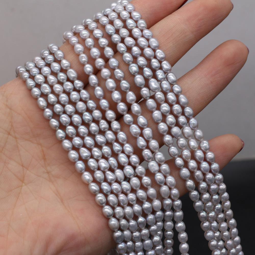 1String, AAA Grey Natural Flat Shape Pearls Beads, 4-5mm, for DIY Necklaces Bracelets Accessories, Jewelry Making, Birthday, Wedding, Party Gift 36cm