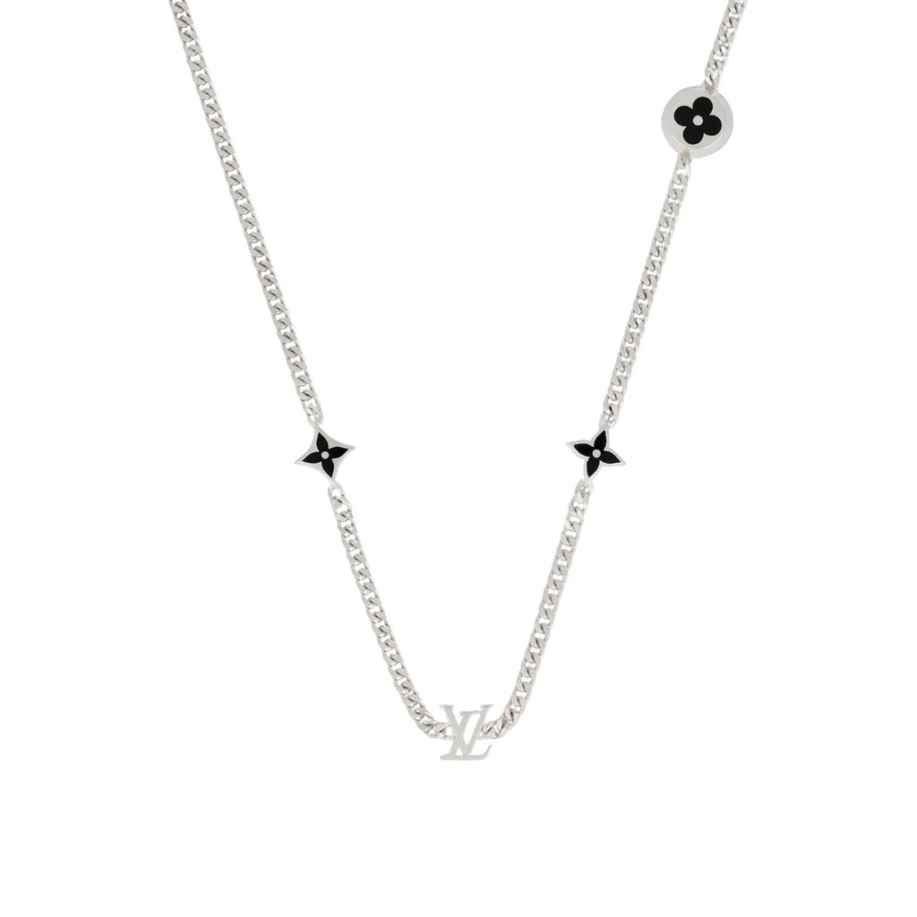 Louis Vuitton Charms Logo Detail 925 Silver Necklace Men Necklace M01717