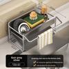 Stainless Steel Kitchen Sink Drain Rack With Water Drainage And No Installation For Home Use