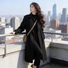 Women's Mid-Length Wool Coat - 2026 Elegant Black Slim Fit, Hepburn Style - Petite Autumn/Winter Outerwear