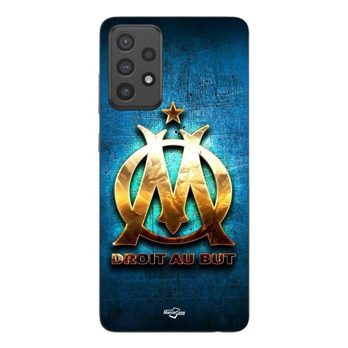 Coque Pour Samsung Galaxy A73 OM dorée brilant droit au but fond bleu Maniacase