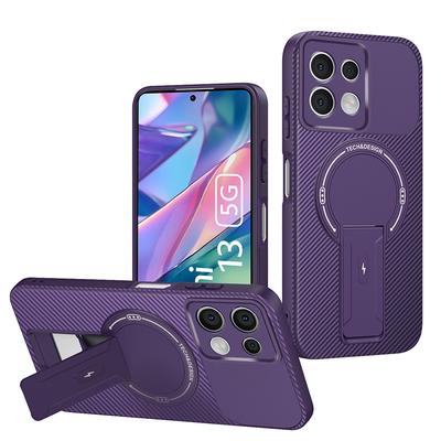 Para Redmi Note 13 Nova Capa de Telefone Anti-Queda em Fibra de Carbono Para Redmi Note 13 Pro Capa Protetora Magnética Ultra Fina com Suporte
