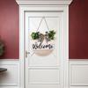 Welcome Front Door Round Wood Sign Hanging Eucalyptu Farmhouse Porch Spring Gift for Decorations
