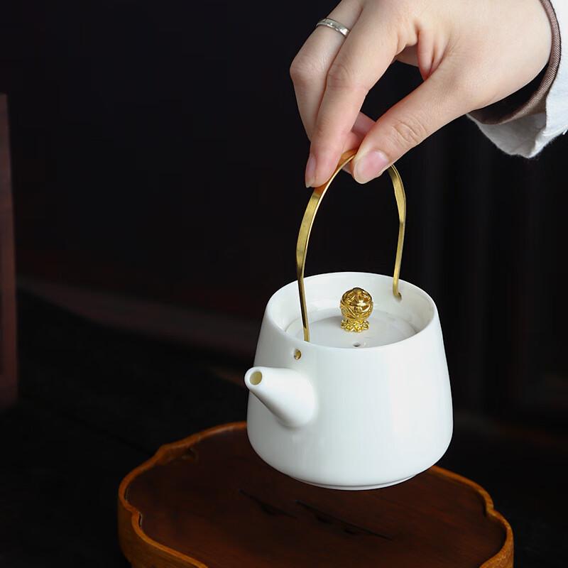 Zhinianhua Ceramic Teapot with Lifting Beam Handle