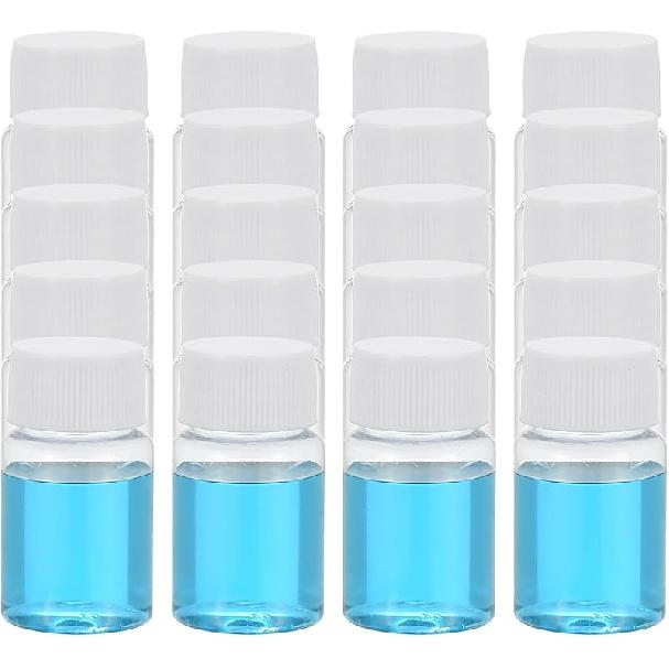 PATIKIL 20 Pcs 100ml Reagent Bottles, PET Wide Mouth Round Bottles with Screw Cap for Lab Water Reagent Liquids Solid Sample Storage Seal, 20ml