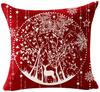 Red Plaid Sofa Linen Christmas Pillow Cover Reindeer Snowflake Home Cushion Cover
