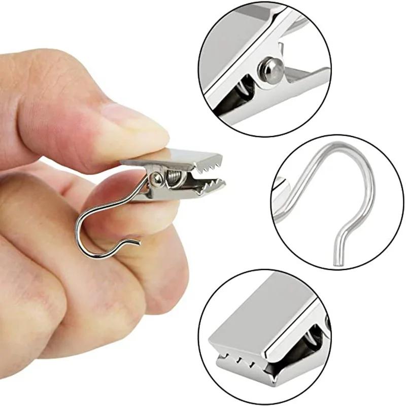 4/10/20PCS Stainless Steel Curtain Hook Clothes Clips Super Load-bearing Shower Door Curtain Hook Clip Window Accessories