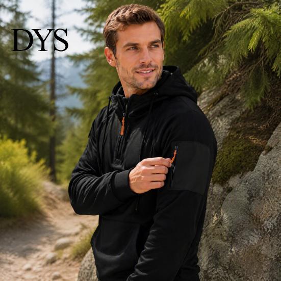Versatile Active Top for Cycling Men's Quarter Zip Up Hoodies, Long Sleeve Hooded Sweatshirt, Warm Sweatshirt School Daily Wear Casual Fall