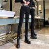 Leggings Cross Waist Stretch Outer Wear Thin High Waist Letter Magic Nine-Point Black Pants