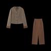 Damen Wollmischung Patchwork Mantel & Hosen Set