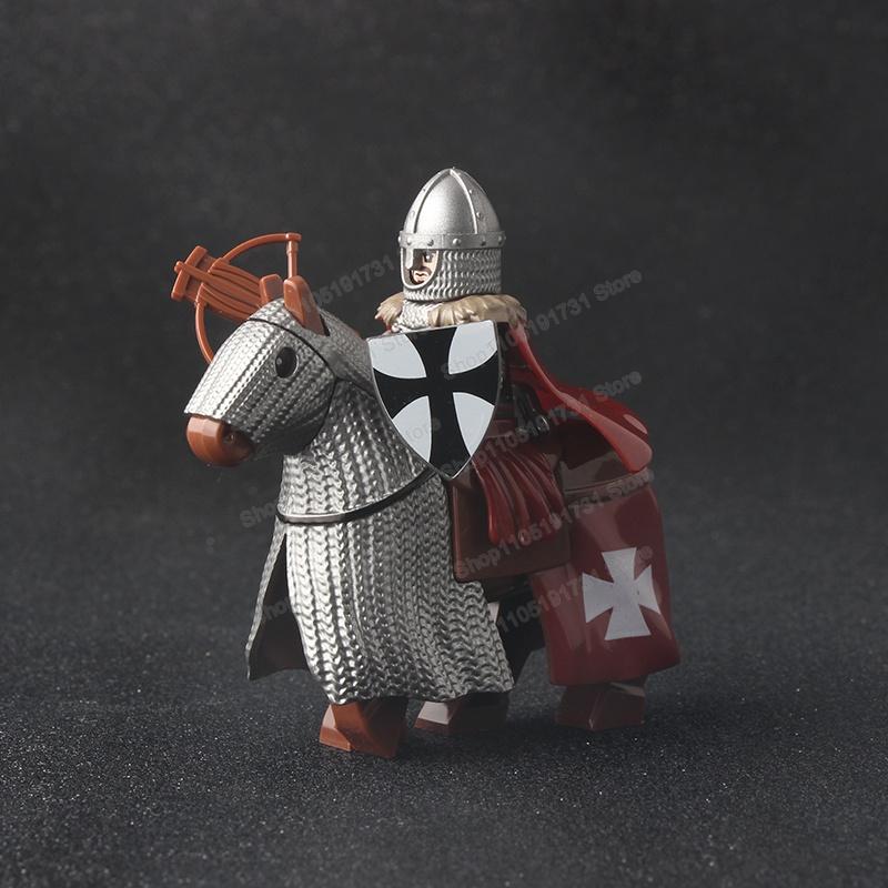 Medieval Knight Serie Figures Building Blocks Warrior Soldiers Guards Lion Heart Hospital Teutonic Knight Battle Pastor Kid Gift