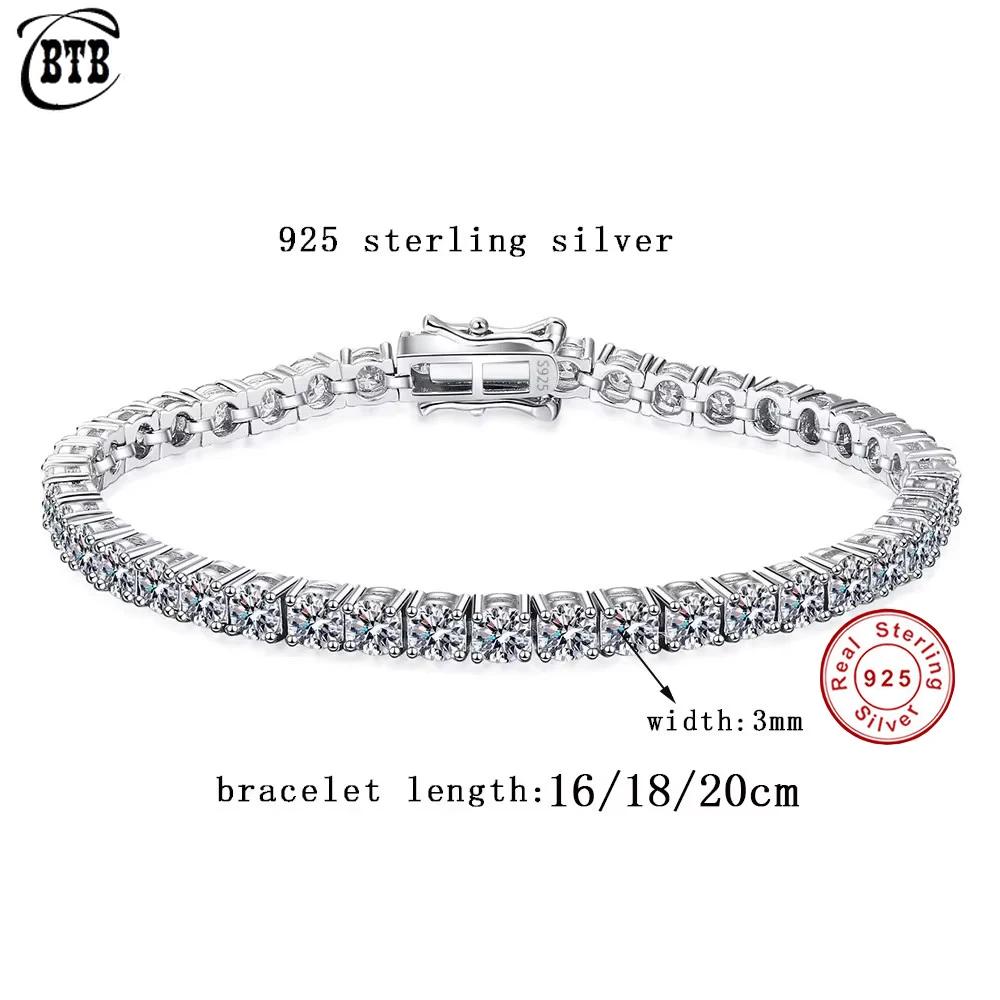 Luxury Silver 925 Wide 5mm D VVS1 Moissanite Bracelet Birthday Wedding Jewelry