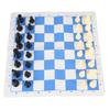 Chess Game Set Plastic 32 Chess Pieces Chessmen with 13.8 Inch PU Leather Blue White Chessboard for Home Travel