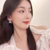 Koreanischer Mode-Charme Weißer Schleifenknoten Steckerohrring für Damen Temperament Perlen Schleife Herz Ohrringe Party Schmuck Zubehör Geschenk
