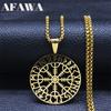 2026 Wikinger Amulett Halsketten Damen /Herren Goldfarbe Edelstahl Statement Halskette Schmuck Halsband acero inoxidable N3073S02